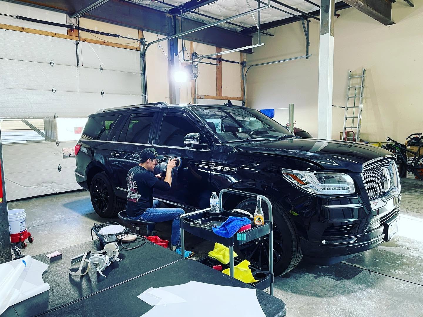 Vehicle receiving professional ceramic coating in Silverthorne, Colorado